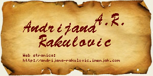 Andrijana Rakulović vizit kartica